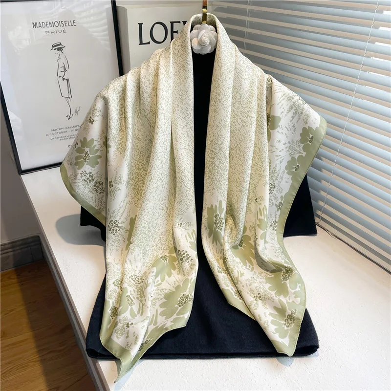 

Fashion Shawls Wraps Large Hijab Scarf Women Twill Silk Kerchief Neck Scarves Female 90*90CM Square Shawl Head Scarf For Ladies