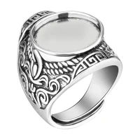 16mm new vintage ring blank exquisite hollow carved totem diy inlaid wax jewelry wholesale