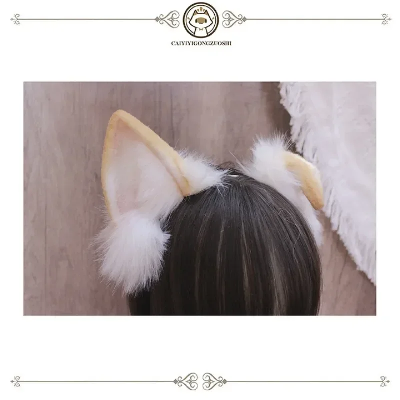 Платок Ручной Работы В Стиле Kc Милые Собачьи Уши Имитация Аксессуара Для Волос