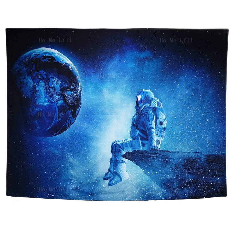 

Astronaut Bohemian Hippie Fantasy Space Tapestry Enchanting Earth And Universe Wall Art Dormitory Bedroom Decoration