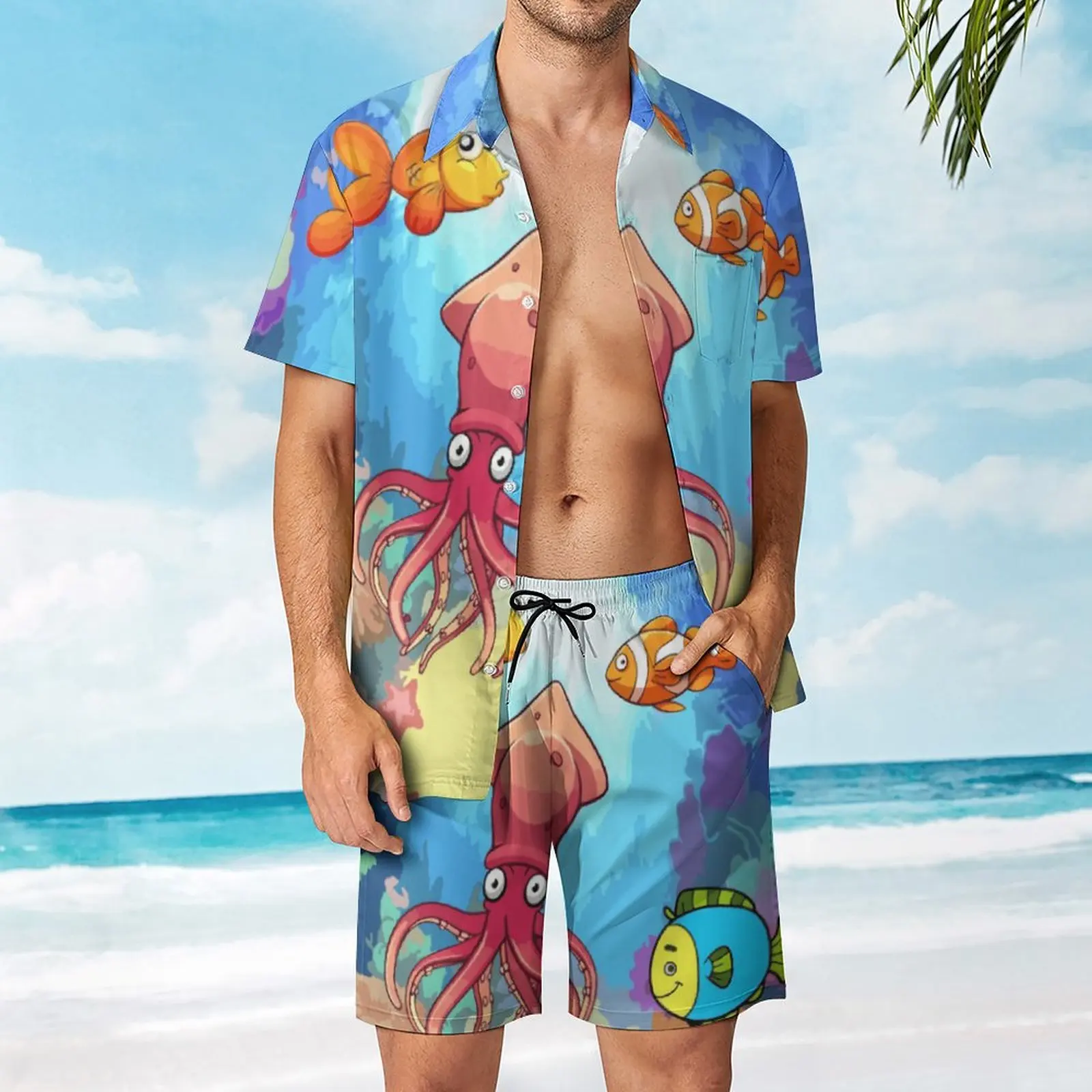 

2 Pieces Suit Bottom of The Sea top Quality Men's Beach Suit Cute Swimming USA Size