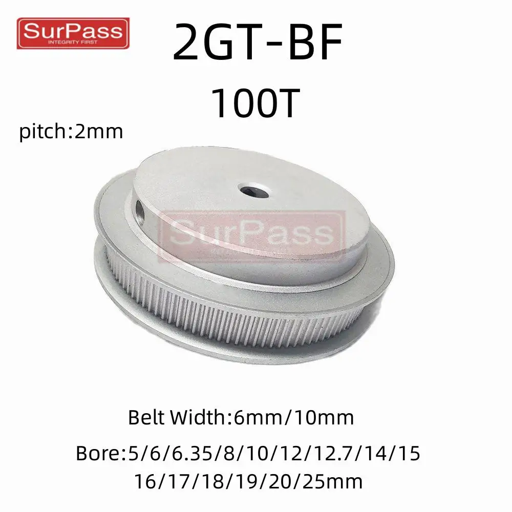2GT/GT2 Шкив ГРМ 100T Зубчатые зубы Диаметр 5/6/8/10/12/14/15/16/17/18/19/20/25 мм Синхронные колеса