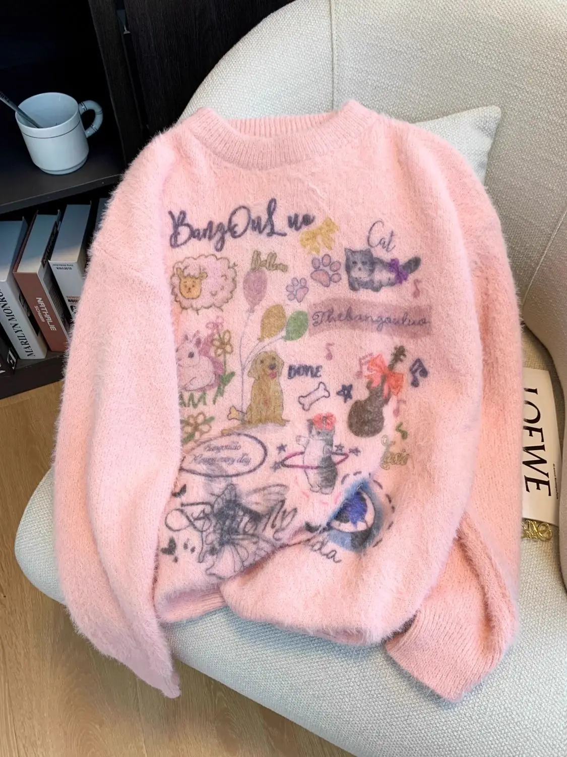 Korejpaa японский стиль мультфильм жаккардовые вязаные свитера женские осень зима