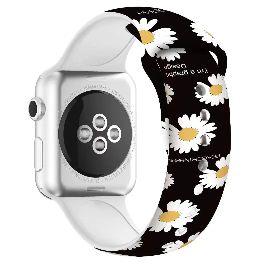 

New Fashion Strap For Apple Watch Band 40mm 44mm 38mm 42 mm Printing Silicone Bracelet For iWatch 7 6 SE 5 4 3 Accessories 45mm