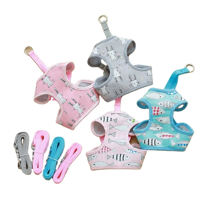

Vest-style Cartoon Dog Harness Leash Set Animal Pet Traction Rope Pet Puppy Mesh Lightweight Dog Outdor Walking Safety Harness