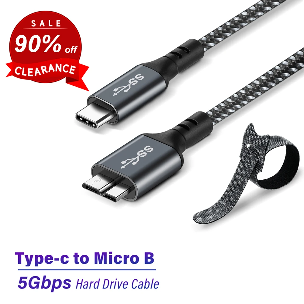 

Onelesy 5Gbps Type-C to USB 3.0 Micro B Hard Drive Cable Micro B Cable Connector 1M USB C 3.0 External Hard Disk Cable for HDD