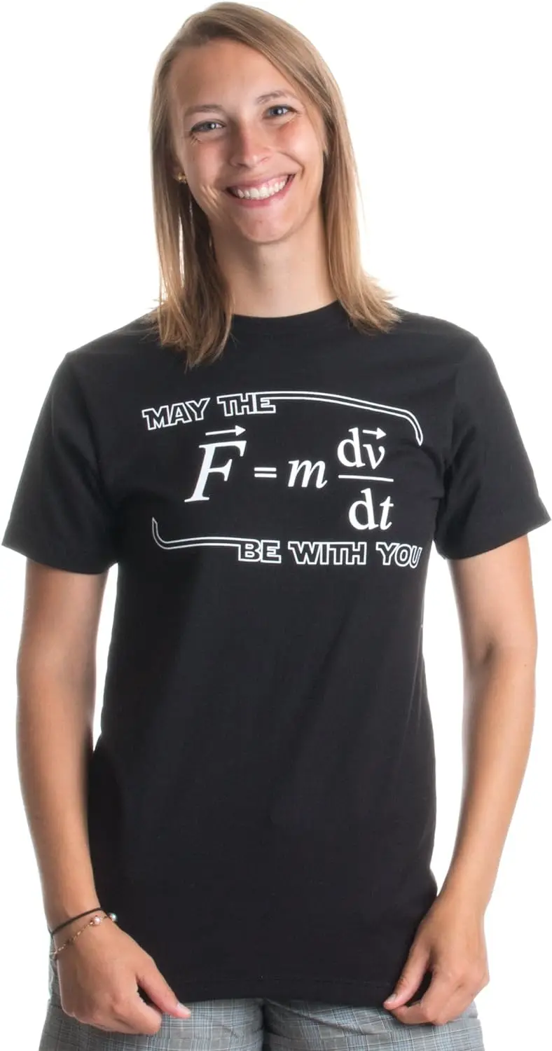 Футболка может быть с вами (F = m * dv/dt) | Забавная футболка унисекс по научной физике