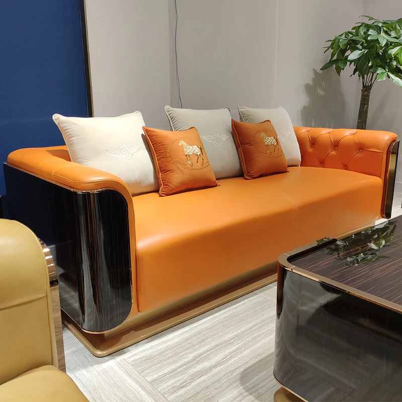 Итальянский роскошный кожаный диван для гостиной современная модель в