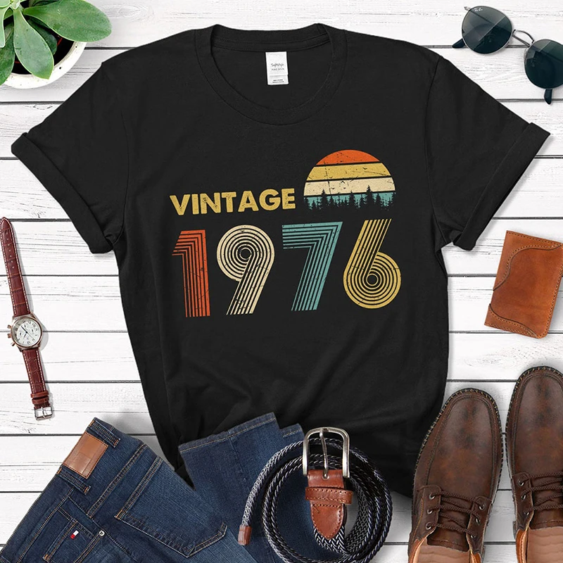 

Vintage 1976 Classic Rosie Women T Shirt Cotton Funny Retro 46th Birthday Gift Idea for Grandmom Mom Wife Girl Daughter Shirt