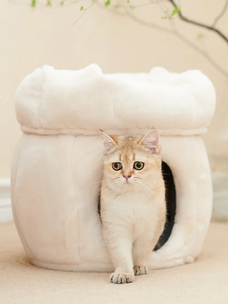 Полузакрытый короткий плюшевый материал кошачий домик матрац для кошек глубокий