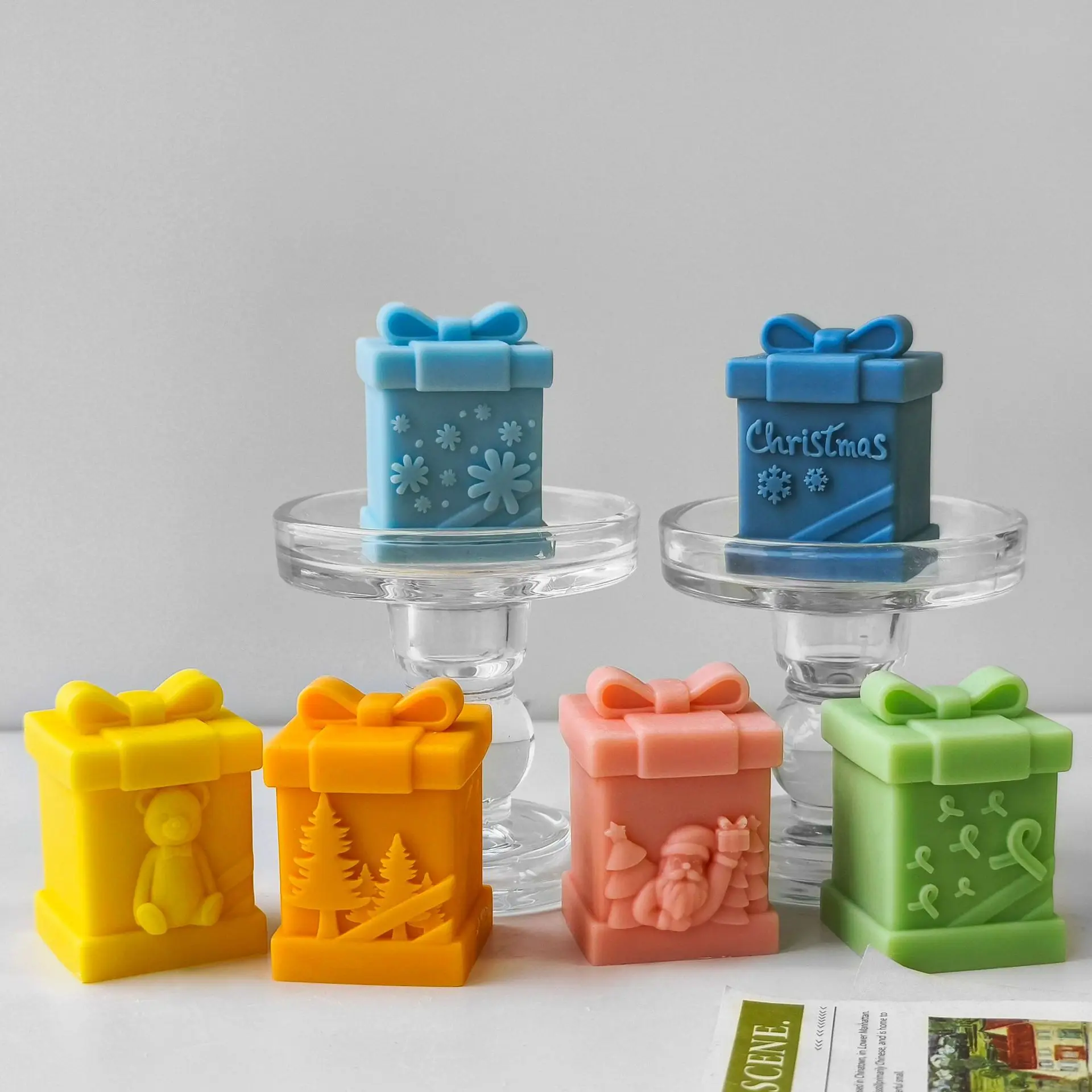 3D Рождественская Подарочная коробка силиконовая искусственная смола