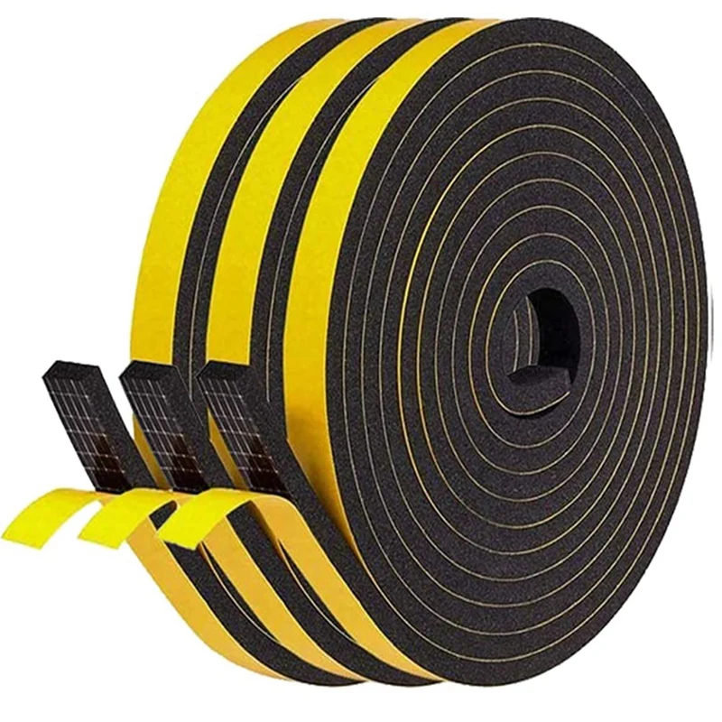 

Self Adhesive Foam Tape Door Window Seal Door Draught Excluder Weatherstripping, 6Mm Wide X 3Mm Thick 3 Pcs Each