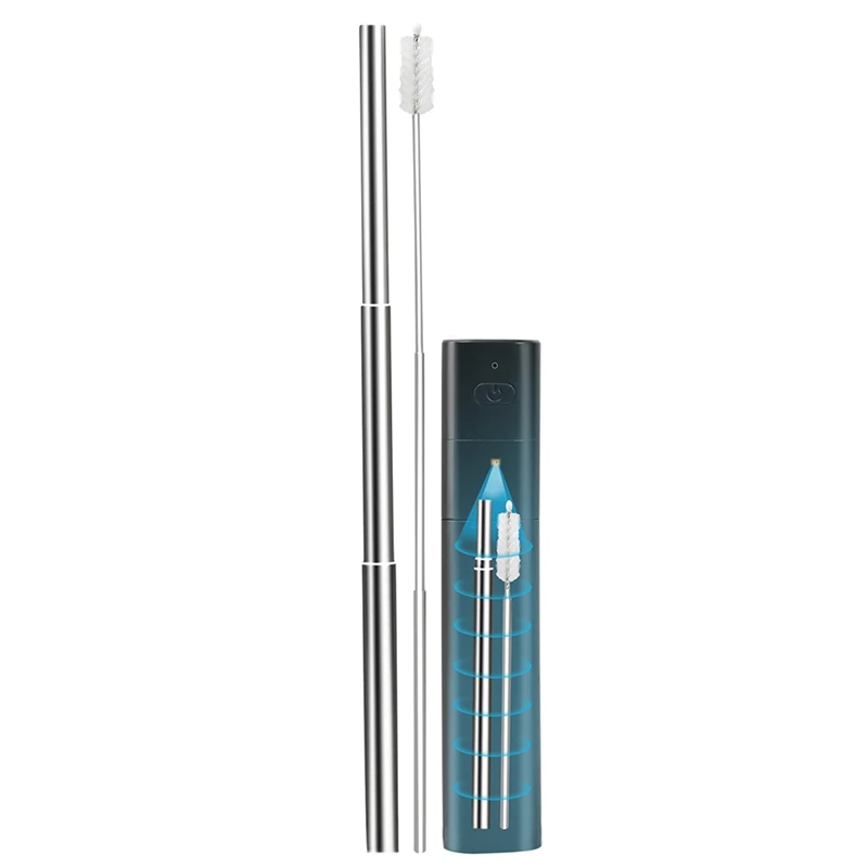 

Portable Stainless Steel Straws Reusable Telescopic Folding Straw Box With Hole And Telescopic Cleaning Brush