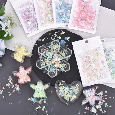 10 г Светящиеся блестки эпоксидная смола наполнение оболочки звезды блестки Сделай Сам эпоксидная смола силиконовая форма для дизайна ногтей украшения ювелирных изделий