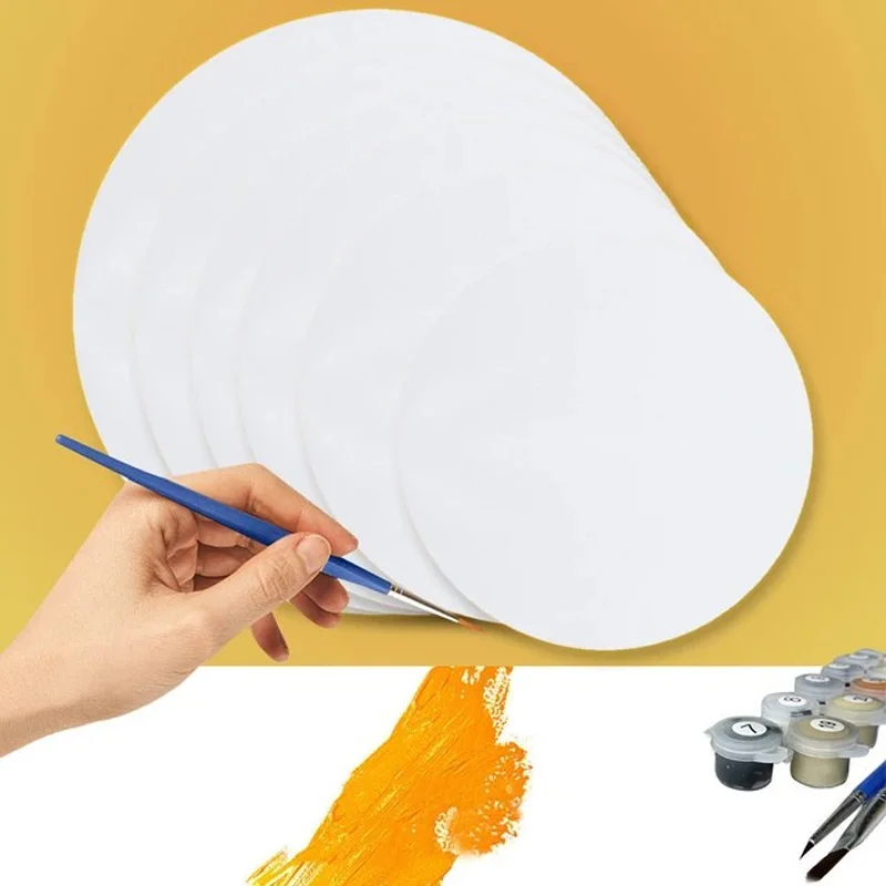 

White Blank Round Canvas Board Wooden Frame Cotton Canvas Board Drawing Tools For Blank Cotton Acrylic Art Artist Oil Painting