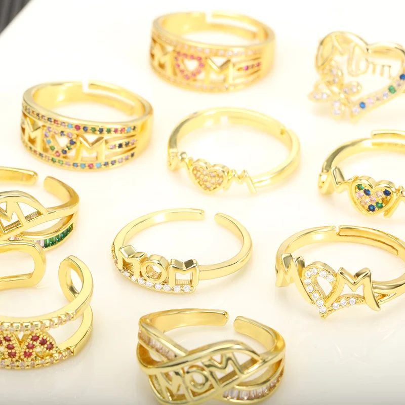 Коллекция MOM набор роскошных колец из нержавеющей стали с инкрустацией стразами
