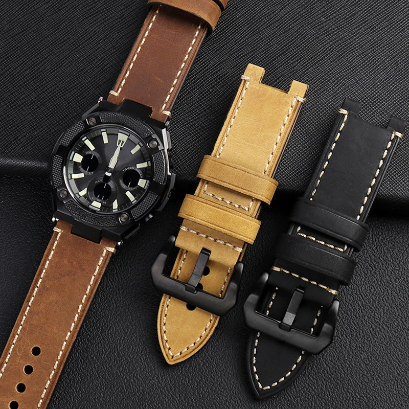 

High Grade Leather Watchband For Casio GST S130/S110/S120/W130L/W100/210 Series Premium Cowhide Anti-scratch Watch Bracelet Band