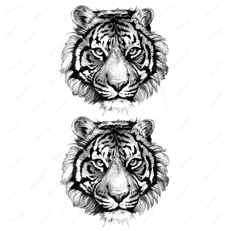 Голова волка дерево треугольный геометрический элемент временная тату-наклейка