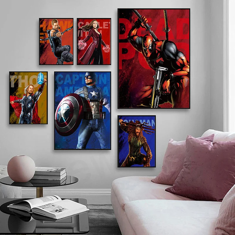 

Marvel Avengers Watercolor Comics Superhero Deadpool Captain America Canvas Painting Poster Prints Wall Art Pictures Home Decor