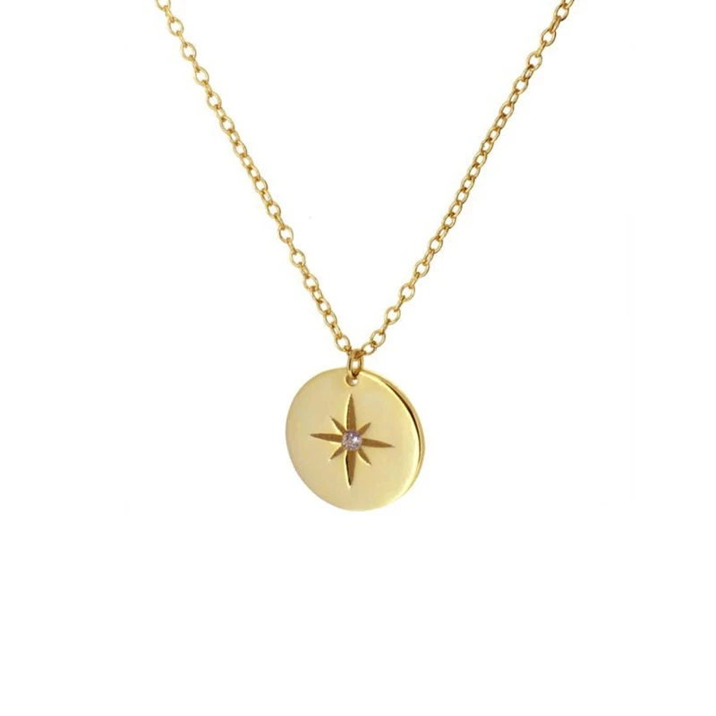

CANNER Plata De Ley 925 Necklace For Women Anise Star Chain Around The Neck Collares Para Mujer Bijoux Femme Collares Goth