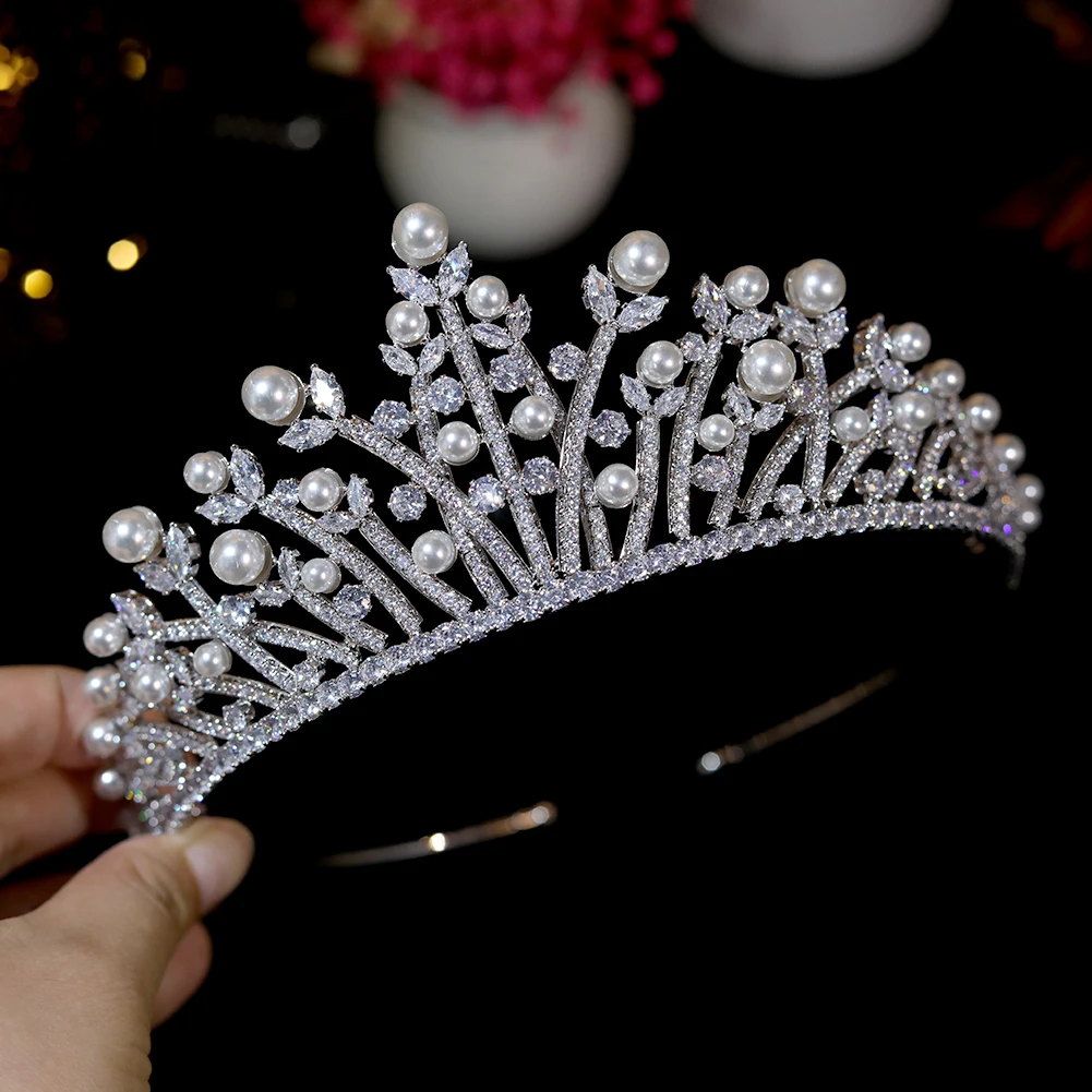 Головной убор золотого цвета жемчужная Корона свадебные аксессуары для невесты