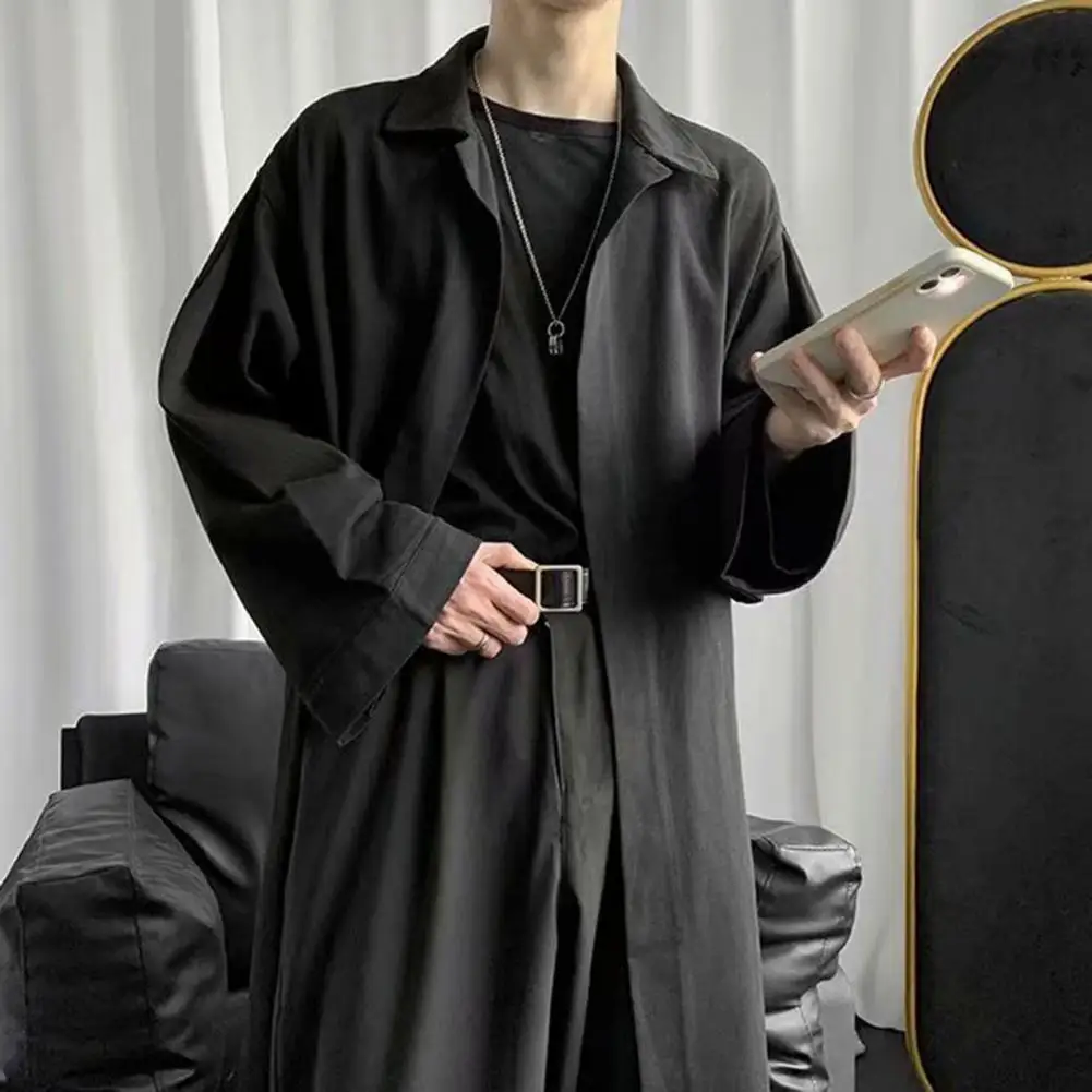 

High Elasticity Men Trench Coat Stylish Lapel Trench Breathable Wrinkle-resistant Men's Coat for Spring for Handsome for Men