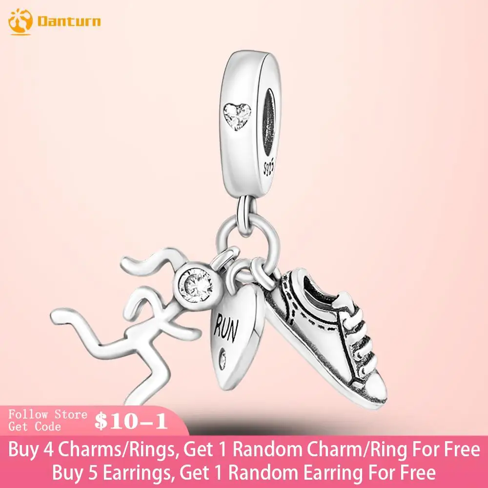 

Danturn 925 Sterling Silver Beads Athlete Shoes Charm fit Original Pandora Bracelets Fashion Fine Jewelry Gift