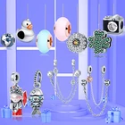 925 г., серебристые гранулы для украшения, роскошные украшения Pandora, Чарм-пуловер, Женские аксессуары сделай сам