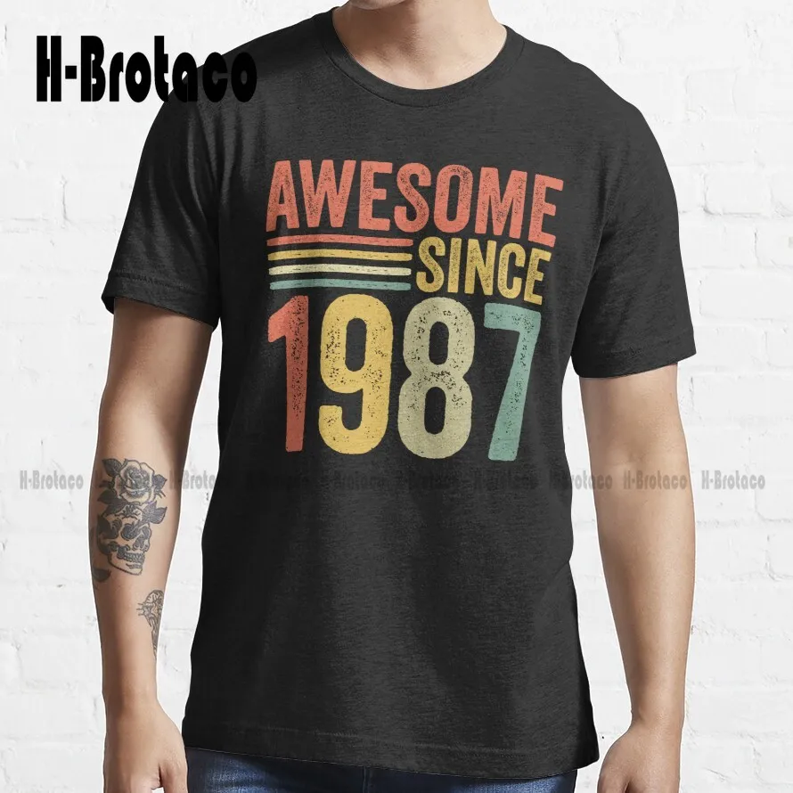 

Awesome Since 1987 35Th Birthday Retro Trending T-Shirt Pride Shirt Outdoor Simple Vintag Casual T Shirts Xs-5Xl Custom Gift