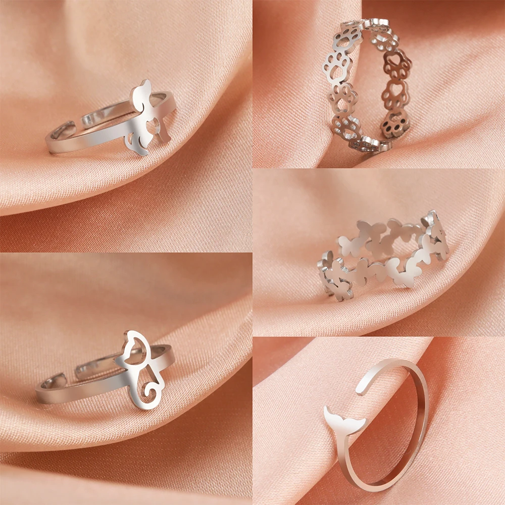 Комплект колец для женщин EUEAVAN с милыми кошками собаками и животными 5 шт./лот