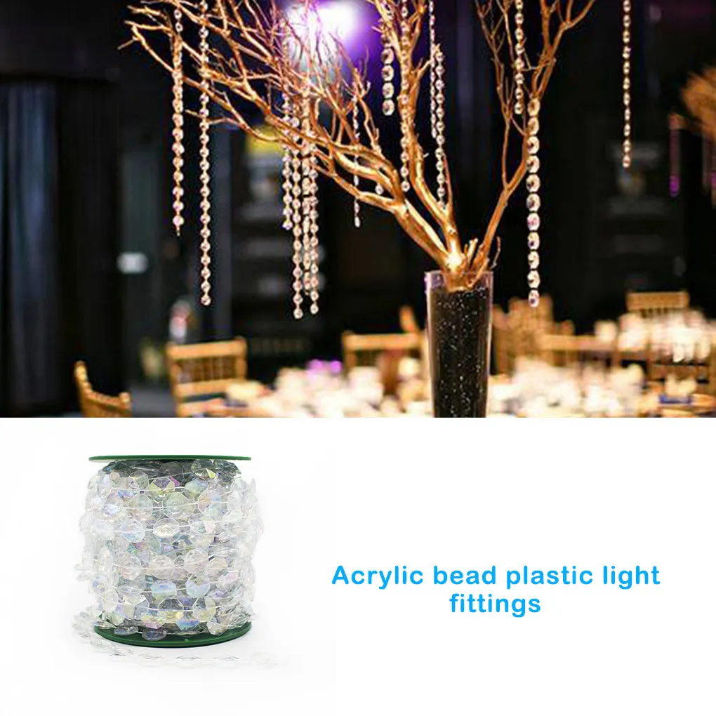 

2 рулона световых бусин 14 мм цепи пластиковые соединения Восьмиугольные резные бусины аксессуары для украшения дома