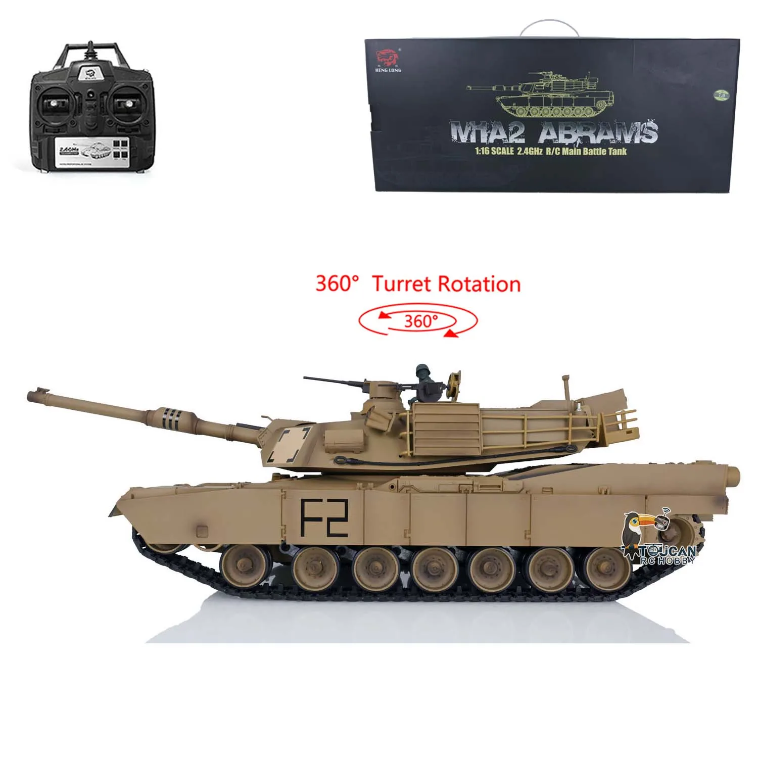 

2.4Ghz Heng Long 1/16 7.0 Plastic M1A2 Abrams RTR Radio-controlled Tank 3918 W/ 360°Turret Toucan Remoted Panzer TH17790-SMT8