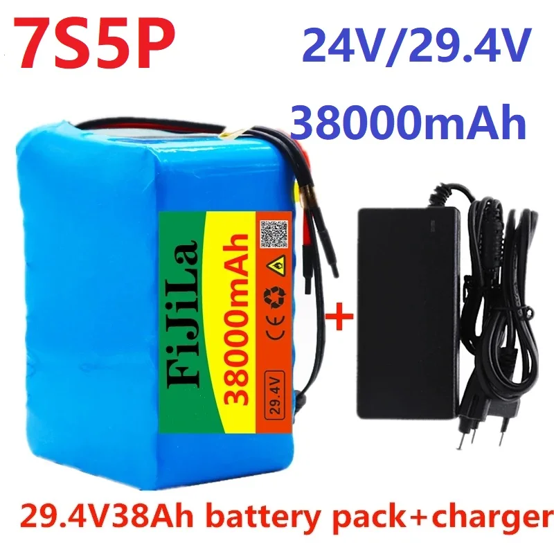 

Зарядное устройство для литиевых аккумуляторов 7S5P, 24 В, 29,4 в, 38000 мАч, Интеллектуальная электрическая лодка BMS, комплект батарей «сделай сам», ксеноновая лампа