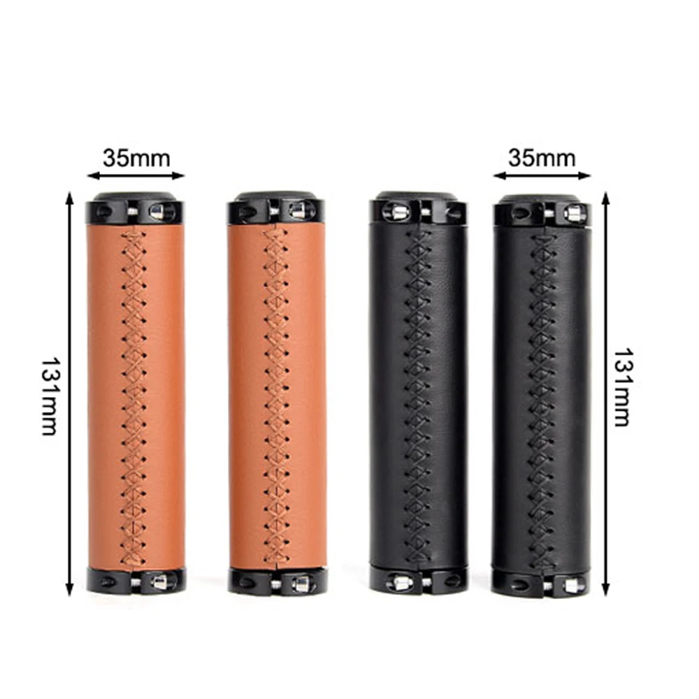 Кожаные Нескользящие амортизирующие Грипсы для руля велосипеда 135 мм