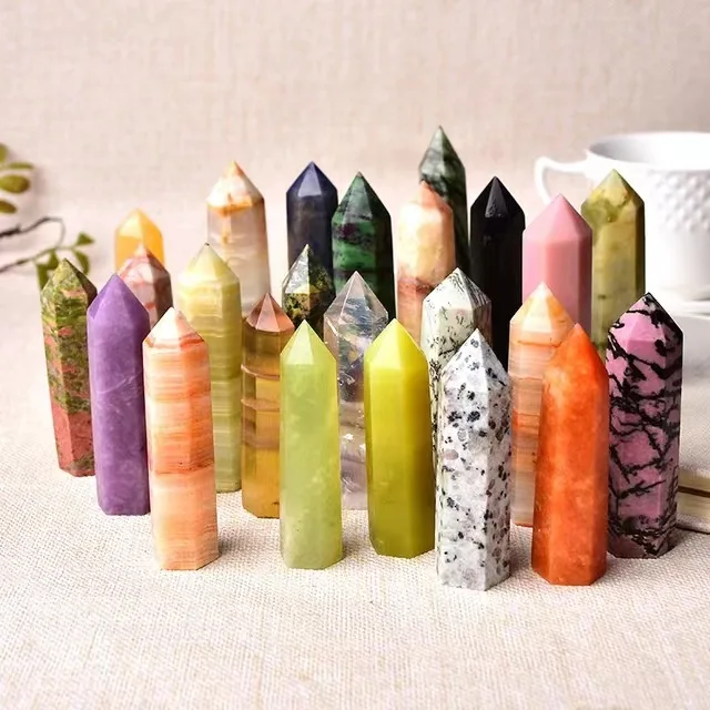 

35 Color Natural Stones Crystal Point Wand Amethyst Rose Quartz Healing Stone Energy Ore Mineral Crafts Home Decoration 1PC