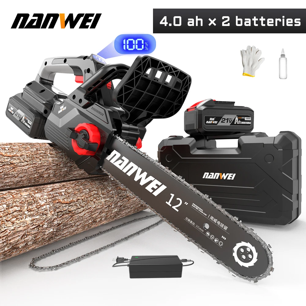 Brushless Industrial Grade Electric Chain Saw DIY Home Tree Trimming Tools 12 inch Felling Chainsaw