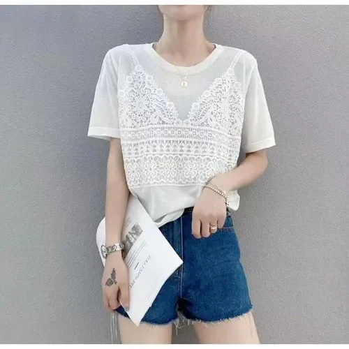 

style foreign 2022 sleeves leisure end high- latest Women's short Blue