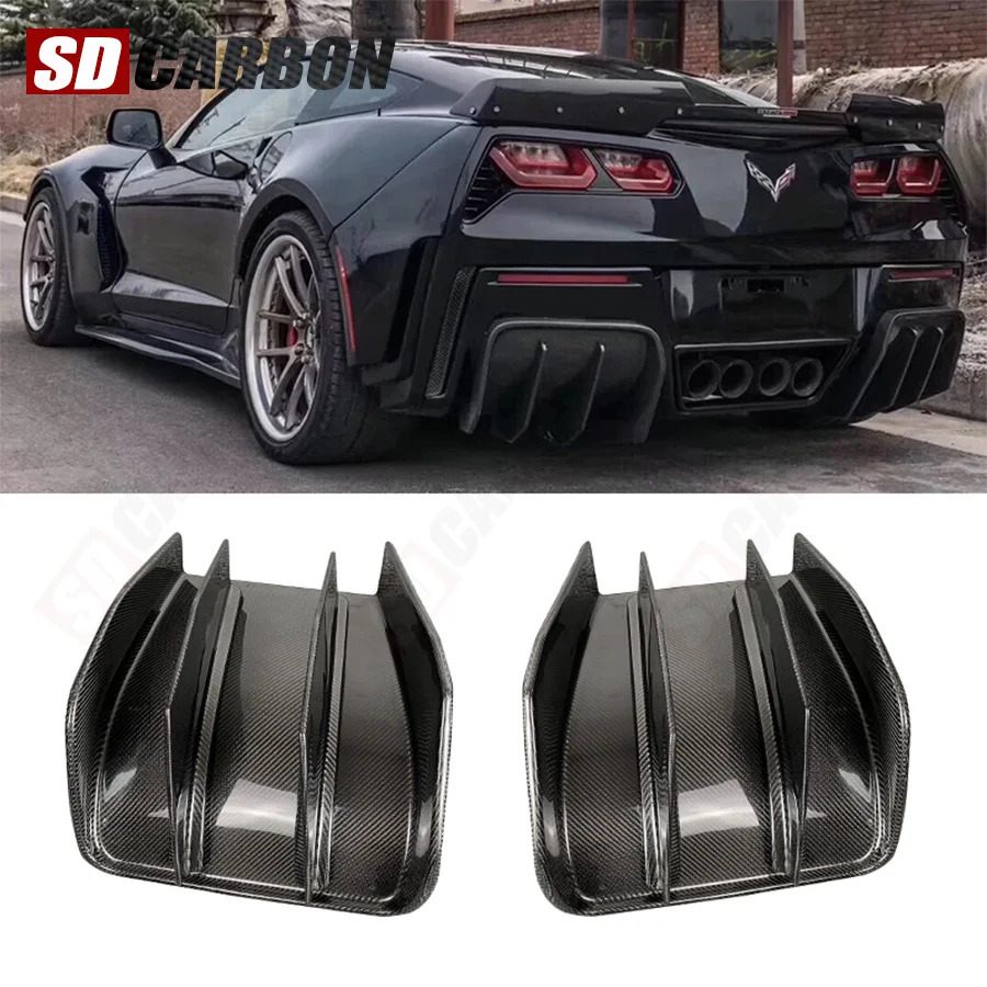 Фото Диффузоры-сплиттеры из карбона для заднего бампера Chevrolet Corvette C7 Z06 2014-2019, задний спойлер, аксессуары для тюнинга кузова автомобиля №4
