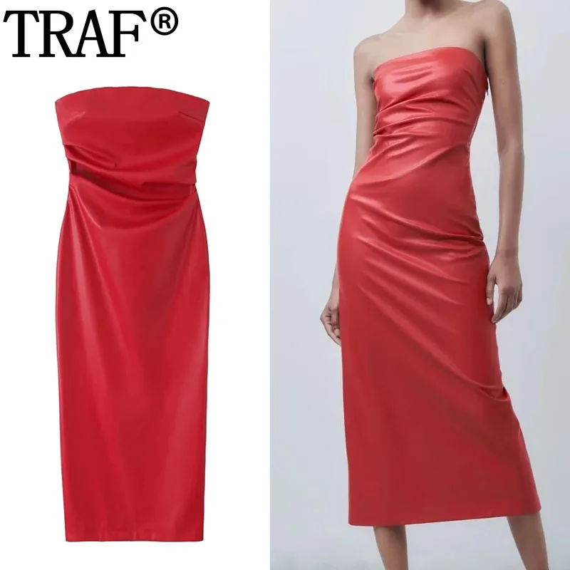 

Платье-корсет женское с открытыми плечами, из искусственной кожи