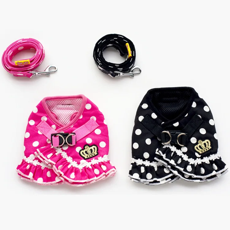 

New Pet Adjustable Harness Leash for Small Dog Cat Puppy Polka Dots Pet Clothes Chest Harness Vest Cat Leash Pet Supplies