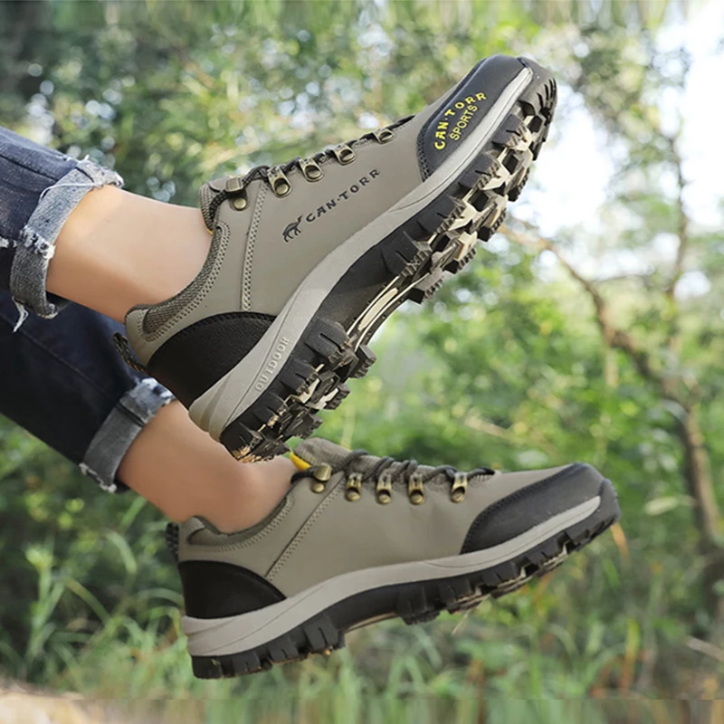 R. Xjian New Men's Lace Up  Hiking Shoes Are Warm Breathable Anti-Skid  Wear-Resistant Casual Outdoor Sneakers