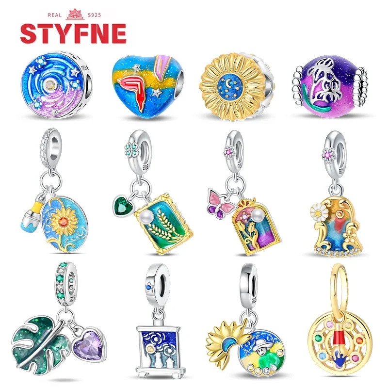 Бусины-шармы из серебра 925 пробы с изображением восхода солнца