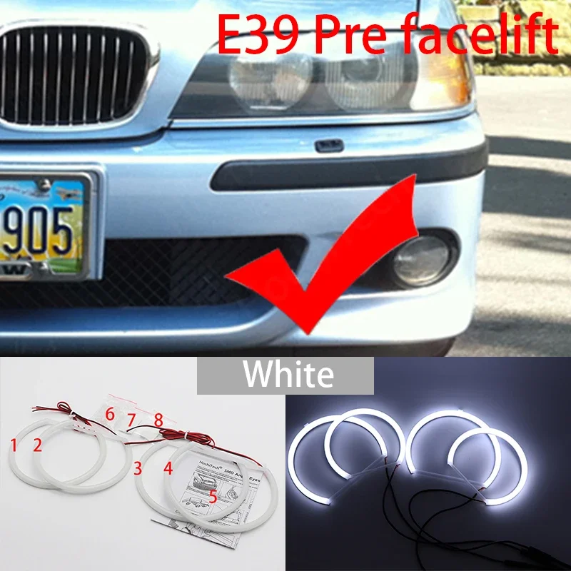 

Кольцо двойного цвета, для BMW 5 серии E39 525i 528i 530i 540i Молочно-бело-желтый Switchback Хлопок Ангельские глазки свет