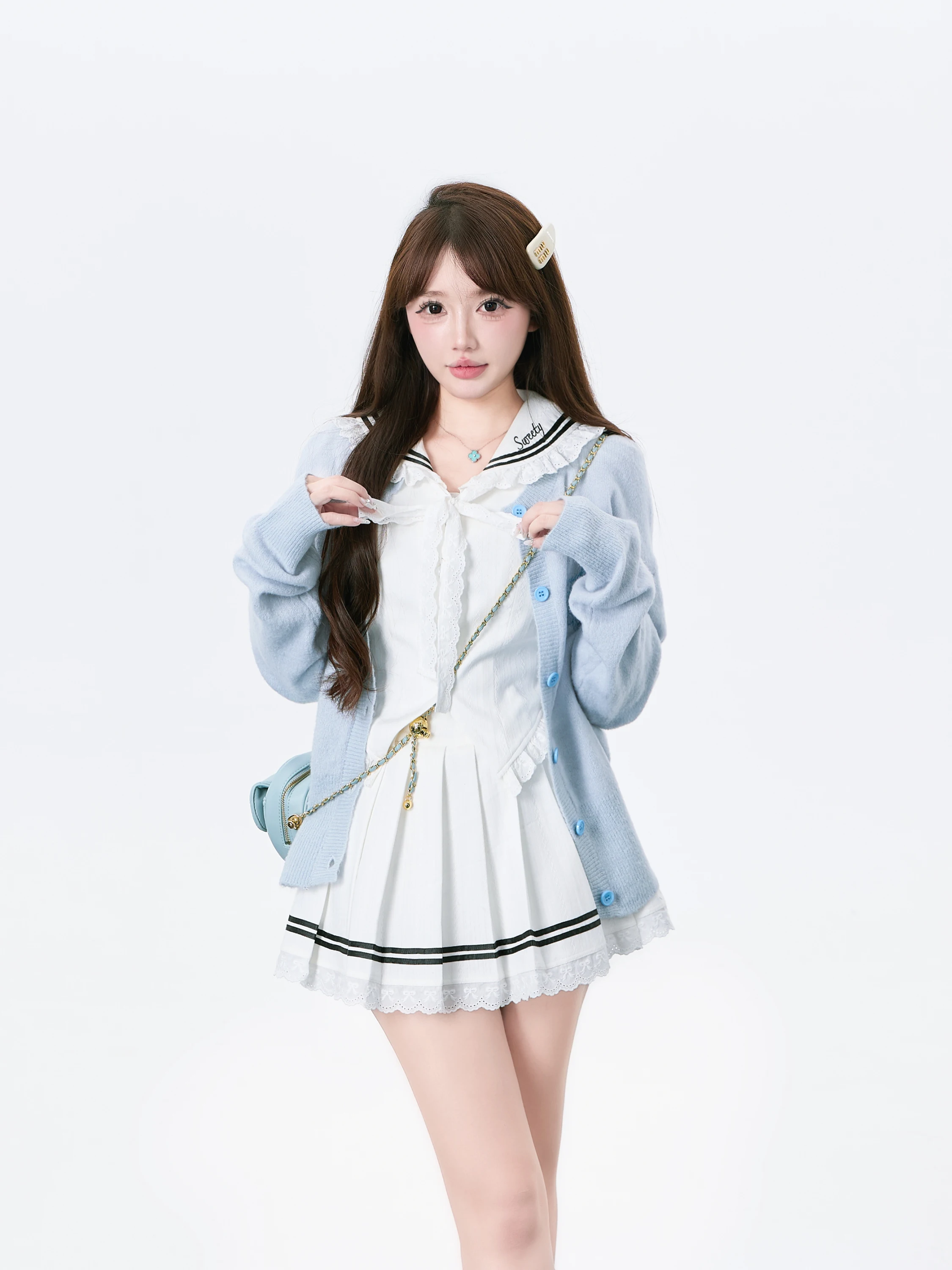 Тупой чем Sweet Soft Mohair ~ Feeling однотонный вязаный кардиган с вышивкой верхняя одежда