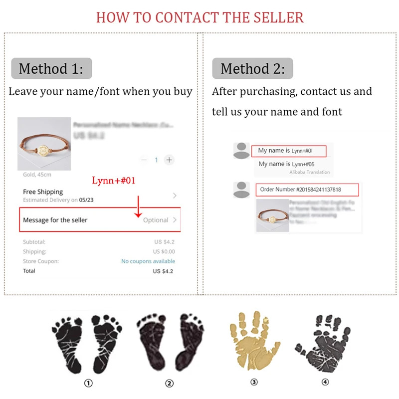 Baby Footprint Bracelet Personalized Rope Adjustable Men Custom Carved Handprint Stainless Steel Jewelry Women Bracelet Mom Gift