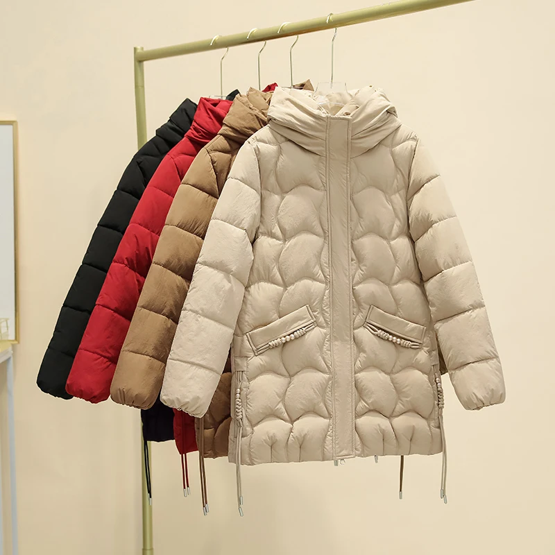 

Новинка 2023, женская пуховая хлопковая куртка, Корейская свободная утепленная женская зимняя куртка с капюшоном и принтом, женские парки, пальто, зимняя верхняя одежда
