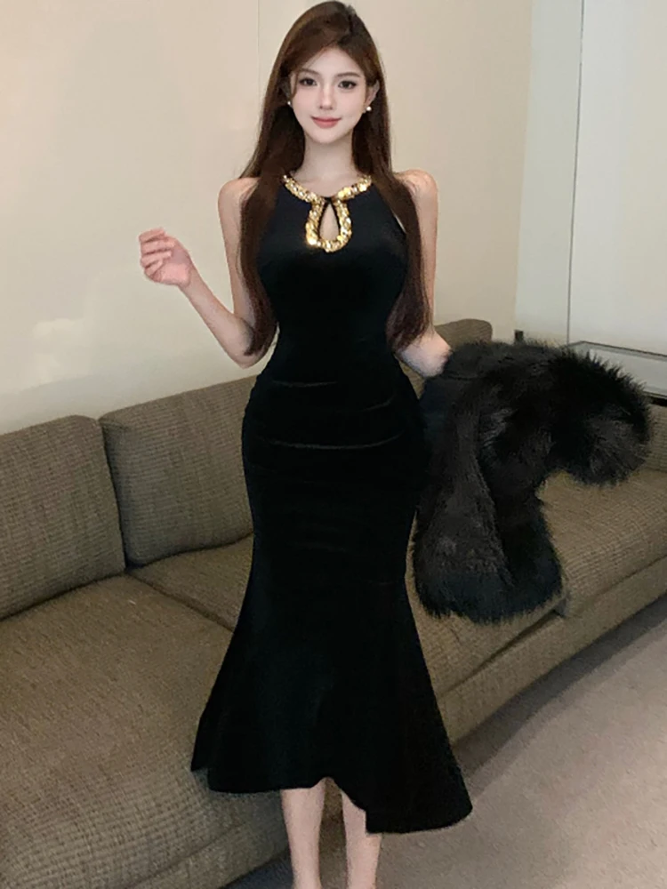 Женское корейское винтажное платье Хепберн для выпускного вечера осень-зима