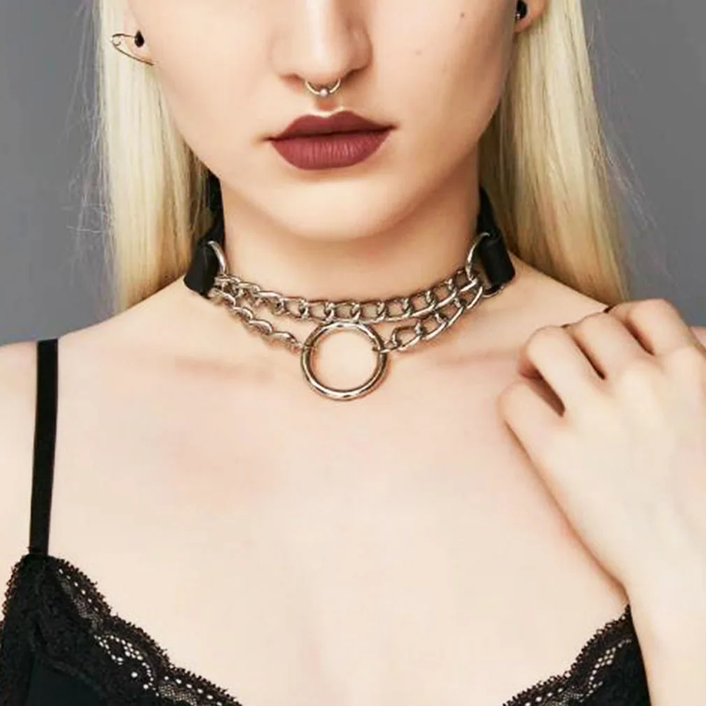 Goth Leather Spiked Choker Punk Collar Women Men Rivets Studded Chocker Chunky Necklace Jewelry Metal Gothic Emo Accessories images - 6