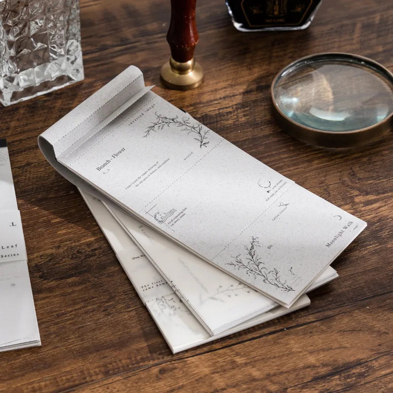 

20sets/lot Memo Pads Material Paper Flowering Branch Language Scrapbooking Cards Junk Journal Retro Background Decoration Paper