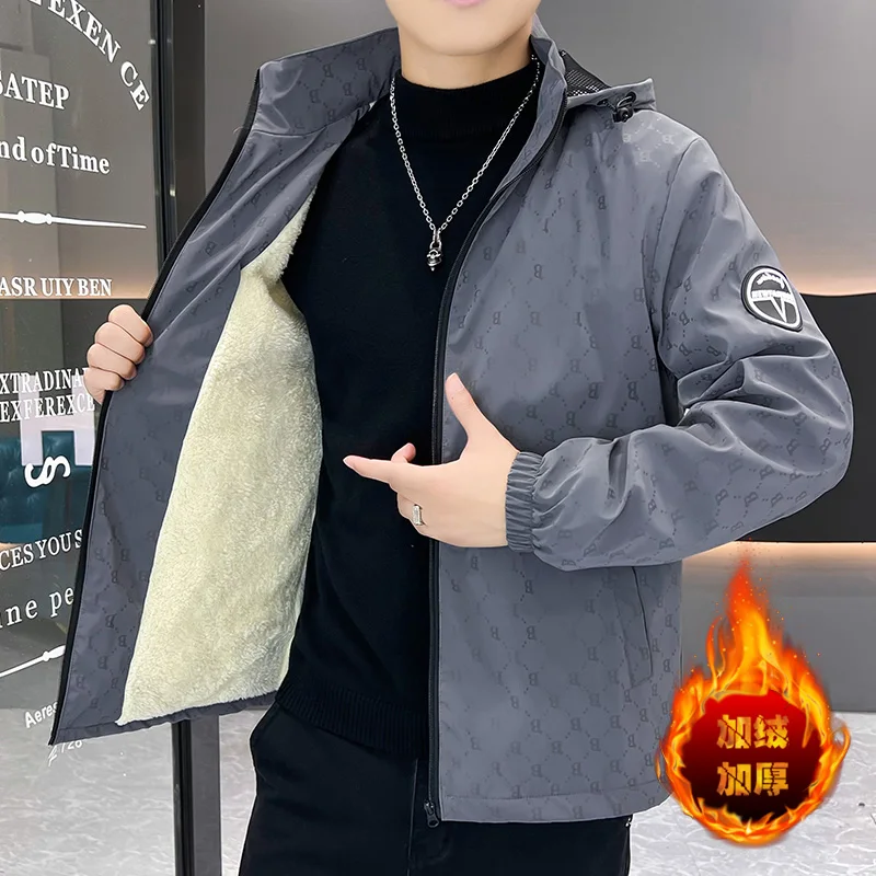 Мужская Утепленная флисовая куртка с капюшоном водонепроницаемая теплая